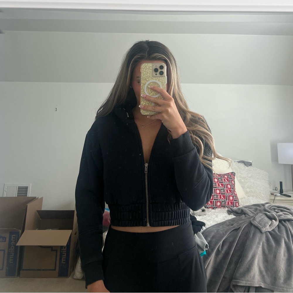 Lounge Black zip up hoodie